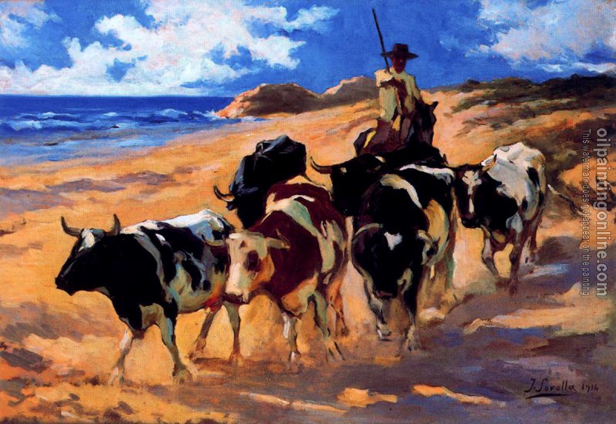 Joaquin Sorolla y Bastida - Oxen at the Beach